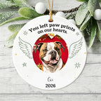 You Left Paw Prints On Our Hearts Dog Ornament For Memorieal