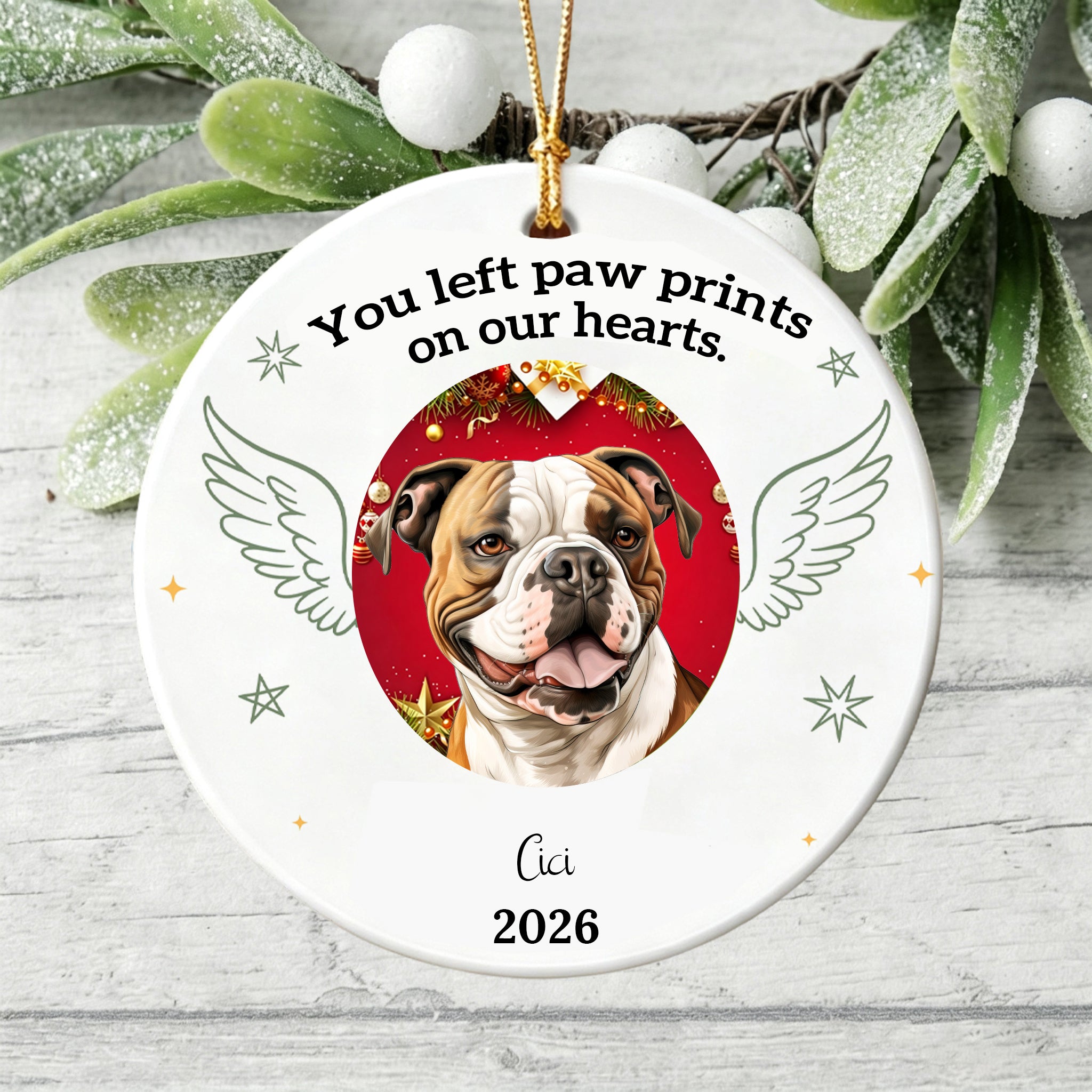 You Left Paw Prints On Our Hearts Dog Ornament For Memorieal