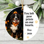 You Left Paw Prints on Our Hearts-Personalized Pet Memorial Halloween Chritmas Ornament For Pet Dad,Mom,Lovers