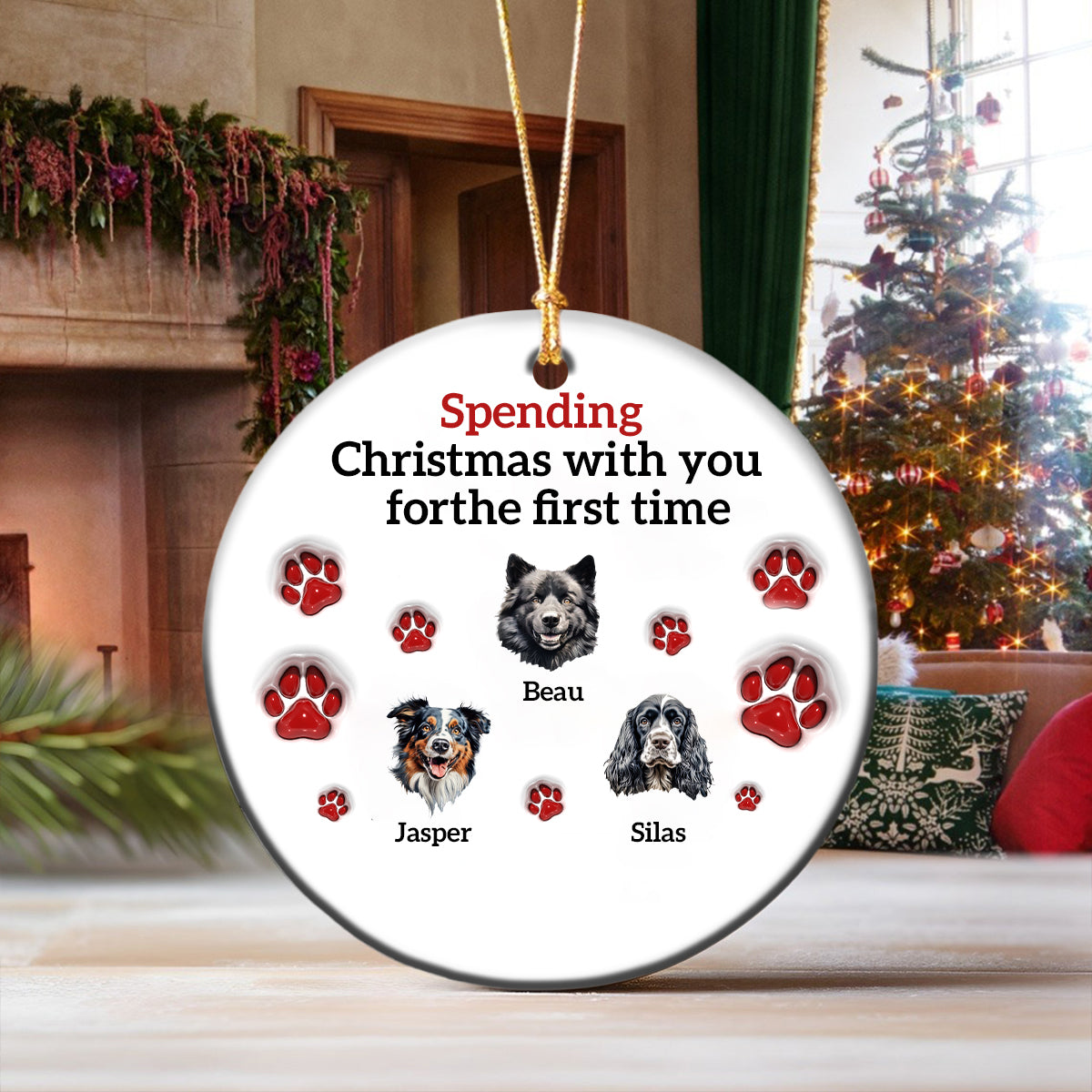 Spending Christmas With You for the First Time-Personalized Pet Christmas Ornament For Pet Lovers