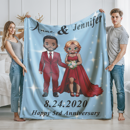 Personalized 25th Anniversary Sherpa Luxury Fleece Throw Blanket With Name Wedding Gift For Couple,Christmas,Valentine's Day,Birthday
