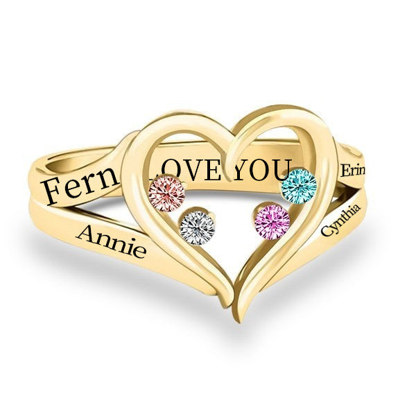 Personalized Customized Family Name Ring Jewelry Gift for Mom