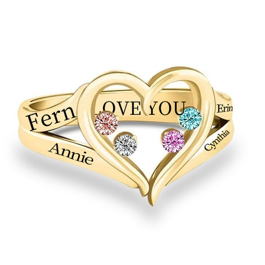 Personalized Customized Family Name Ring Jewelry Gift for Mom