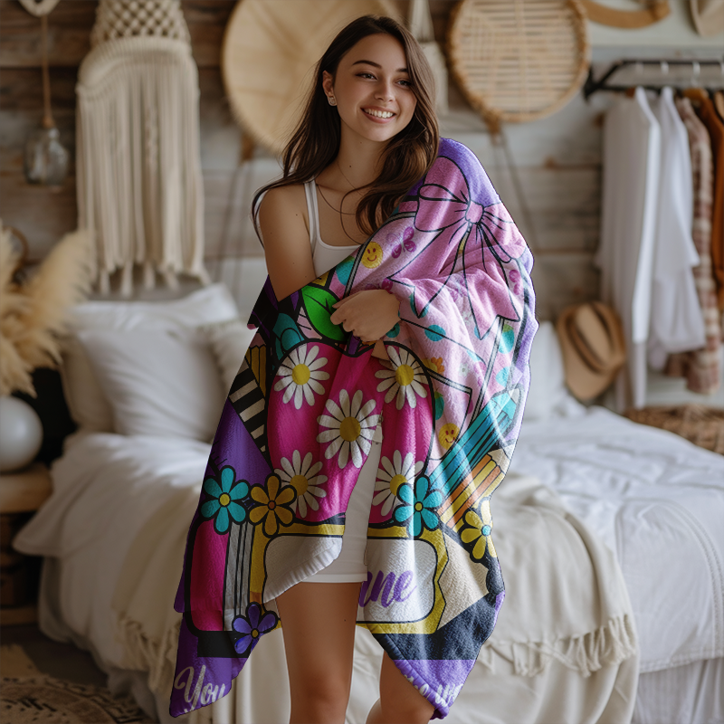 Personalized Name Soft Throw Student Blanket For Back to School