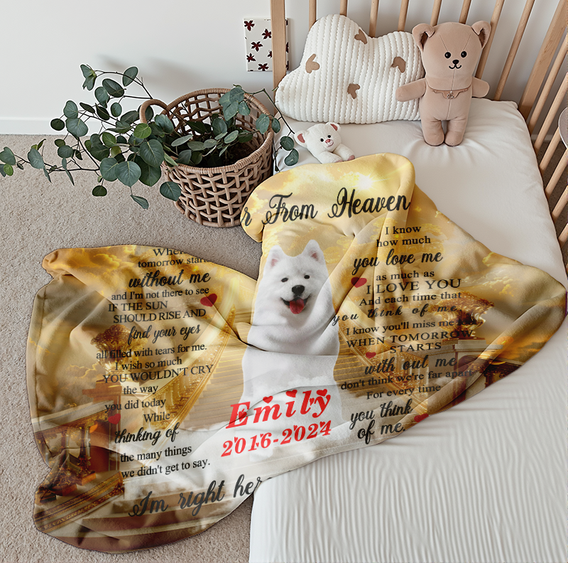 Custom Photo Memorial  Luxury Throw Blanket  For Personalized Loss Of Pet Gift