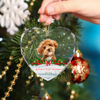 Personalized Pet First Christmas Ornament-Custom Dog Cat Photo Heart Ornament For Dog Mom,Dog Dad,Pet Lovers