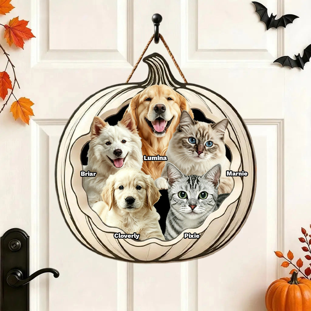 Your Pets Are Ready For Halloween,Personalized Pet Pumpkin Sign,Home Decor Wooden Door Sign For Halloween Gifts
