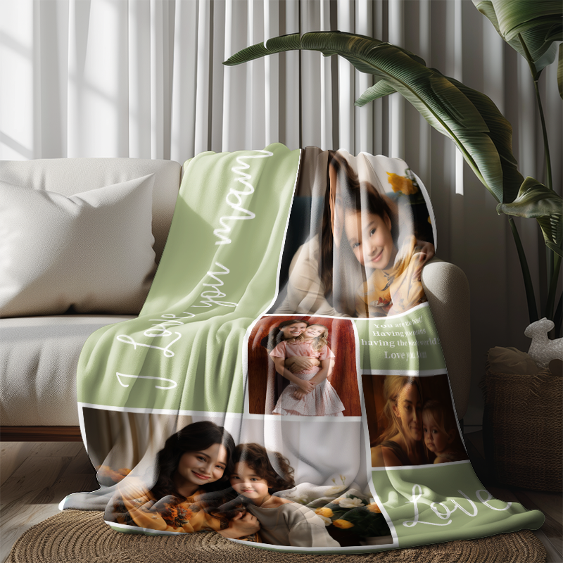 Personalized  Soft Fleece Sherpa Pet & Family Portrait Handmade Home Decor photo collage Custom Photo Blanket