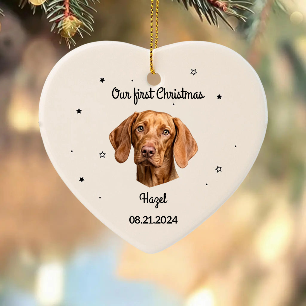 Our First Christmas Together-Personalized Pet Photo Ceramic Ornament for Dog Cat Lovers