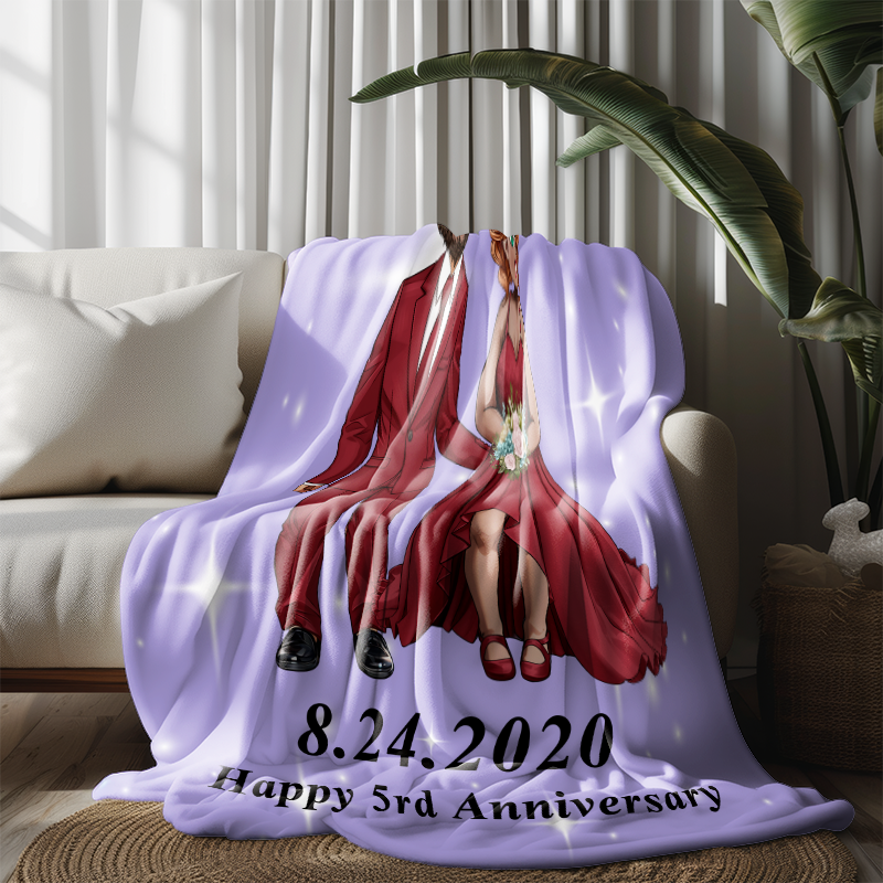 Personalized 25th Anniversary Sherpa Luxury Fleece Throw Blanket With Name Wedding Gift For Couple,Christmas,Valentine's Day,Birthday