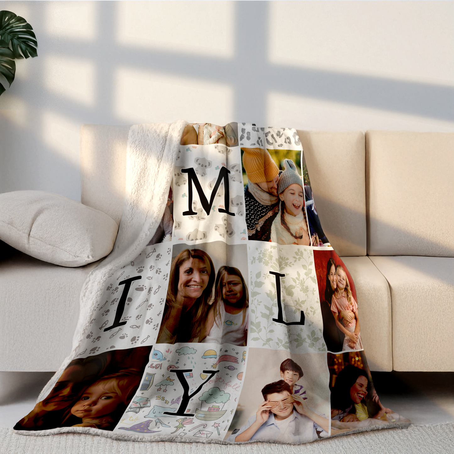 Personalized 14 Family Photo Blankets Home Decor Gift For Mother's,Father's ,Christmas Day