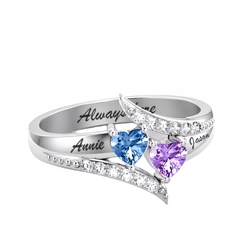 Personalised Birthstone Women Customised Promise Rings