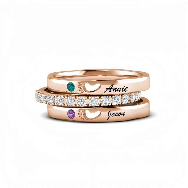 Personalized Zircon Birthstone Ring Jewelry Birthday Mother's Day Gift for Women