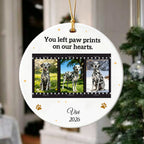 You Left Paw Prints On My Heart-Personalized Ceramic Christmas Ornament for Dog Lovers