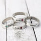 Personalised Birthstone Ring with Engraved Name Birthday Christmas Jewellery Gift for Women