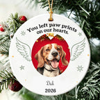 You Left Paw Prints On Our Hearts Dog Ornament For Memorieal