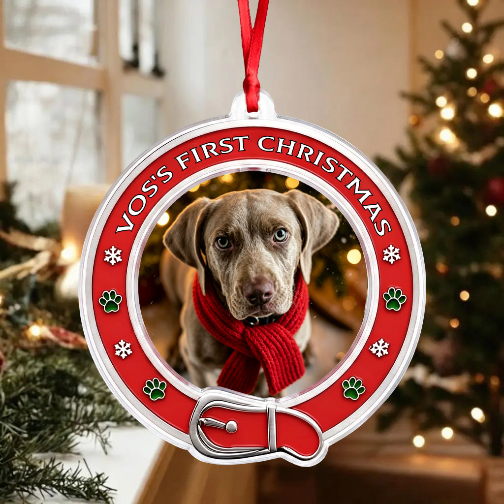 Custom Dog Photo First Christmas Acrylic Ornament For Pets Lover