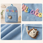 Back To School-Personalized Name Corduroy Monogram Book BackBag for Toddlers and Kids