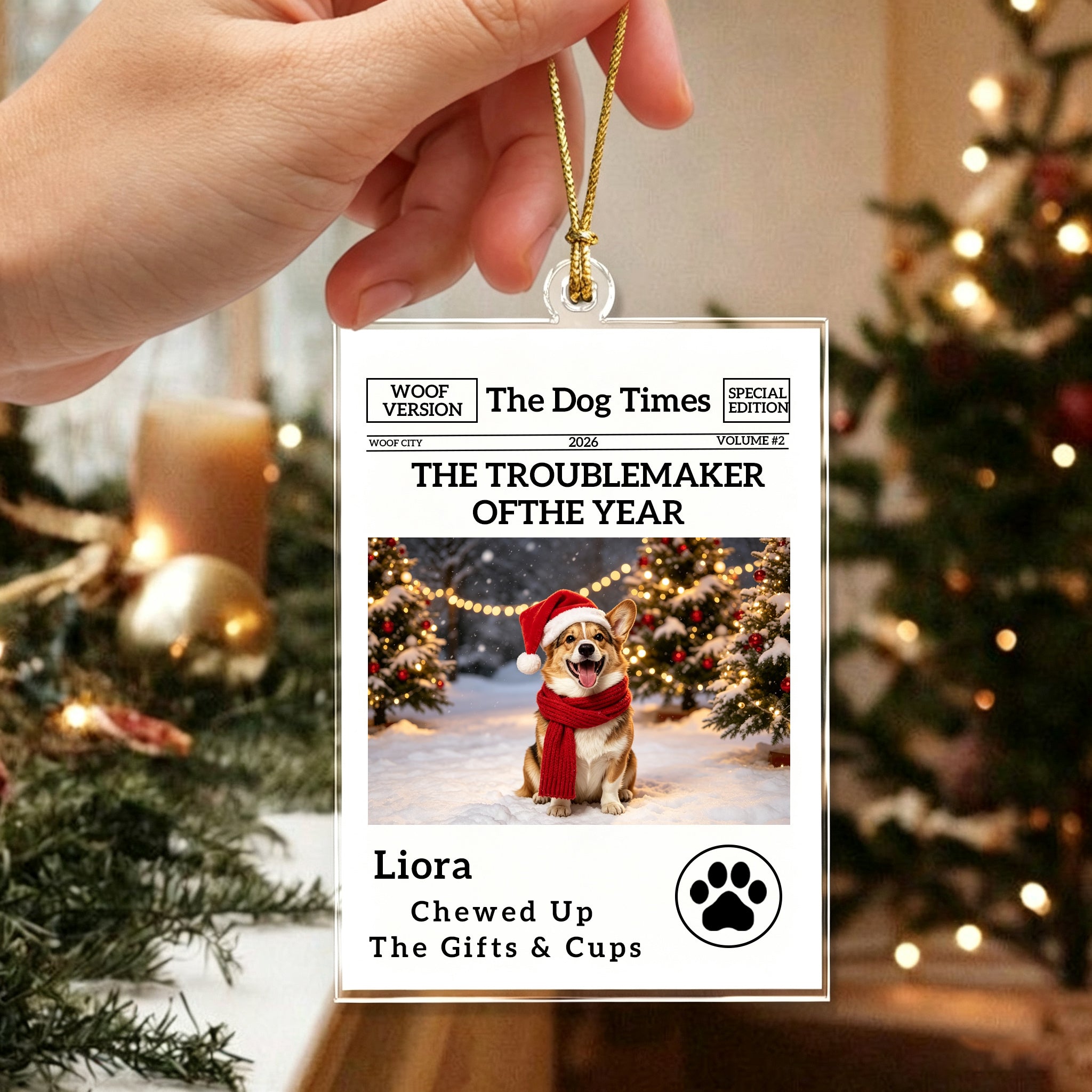 The Little Trouble Maker We’ll Always Love – Personalized Dog Cat Christmas Ornament  For Pet Lovers