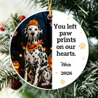 You Left Paw Prints on Our Hearts-Personalized Pet Memorial Halloween Chritmas Ornament For Pet Dad,Mom,Lovers