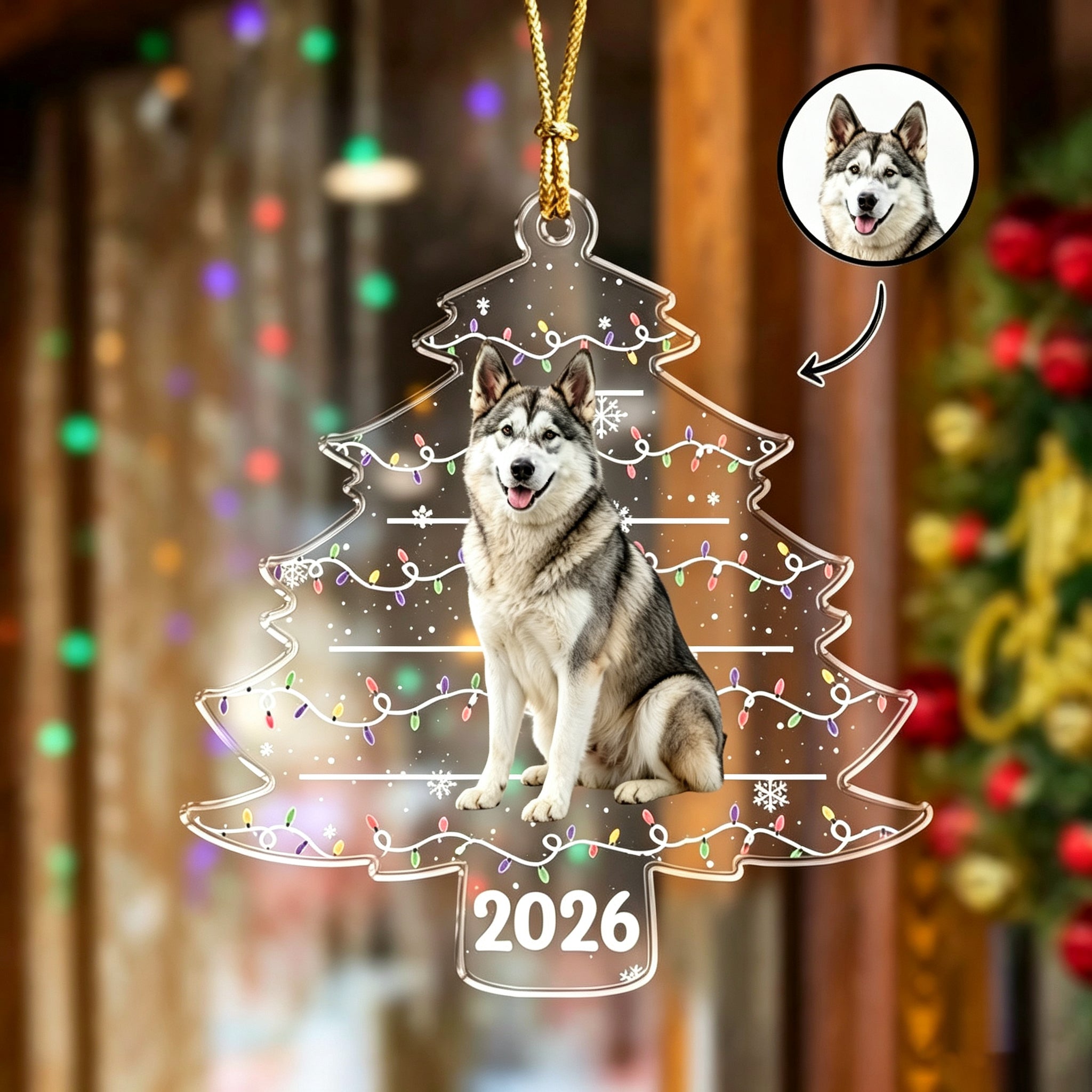 Personalized Pet Photo Christmas Tree Ornament For Dog Cat Pet Lovers