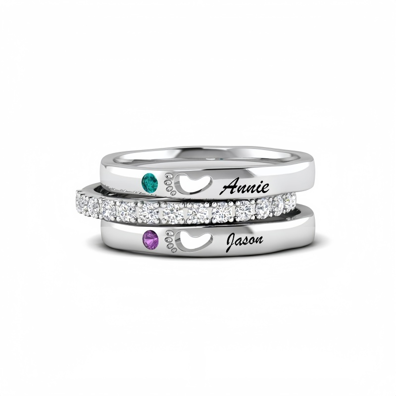 Personalized Zircon Birthstone Ring Jewelry Birthday Mother's Day Gift for Women
