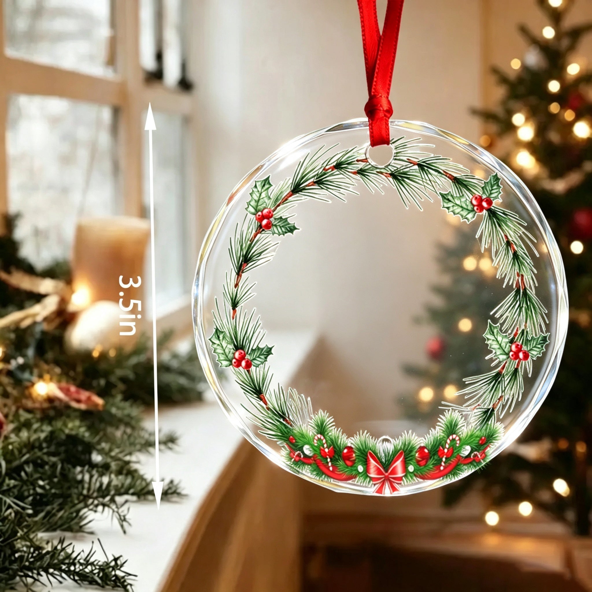 Custom Photo Dog Cat Glass Ornament Christmas Gift For Pet Lovers