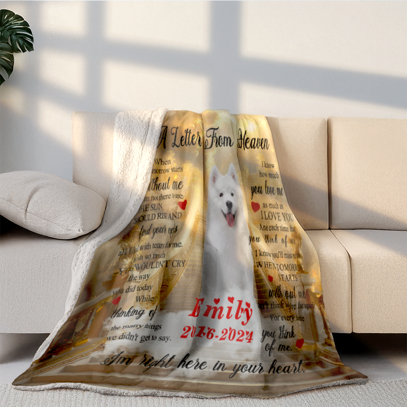 Custom Photo Memorial  Luxury Throw Blanket  For Personalized Loss Of Pet Gift