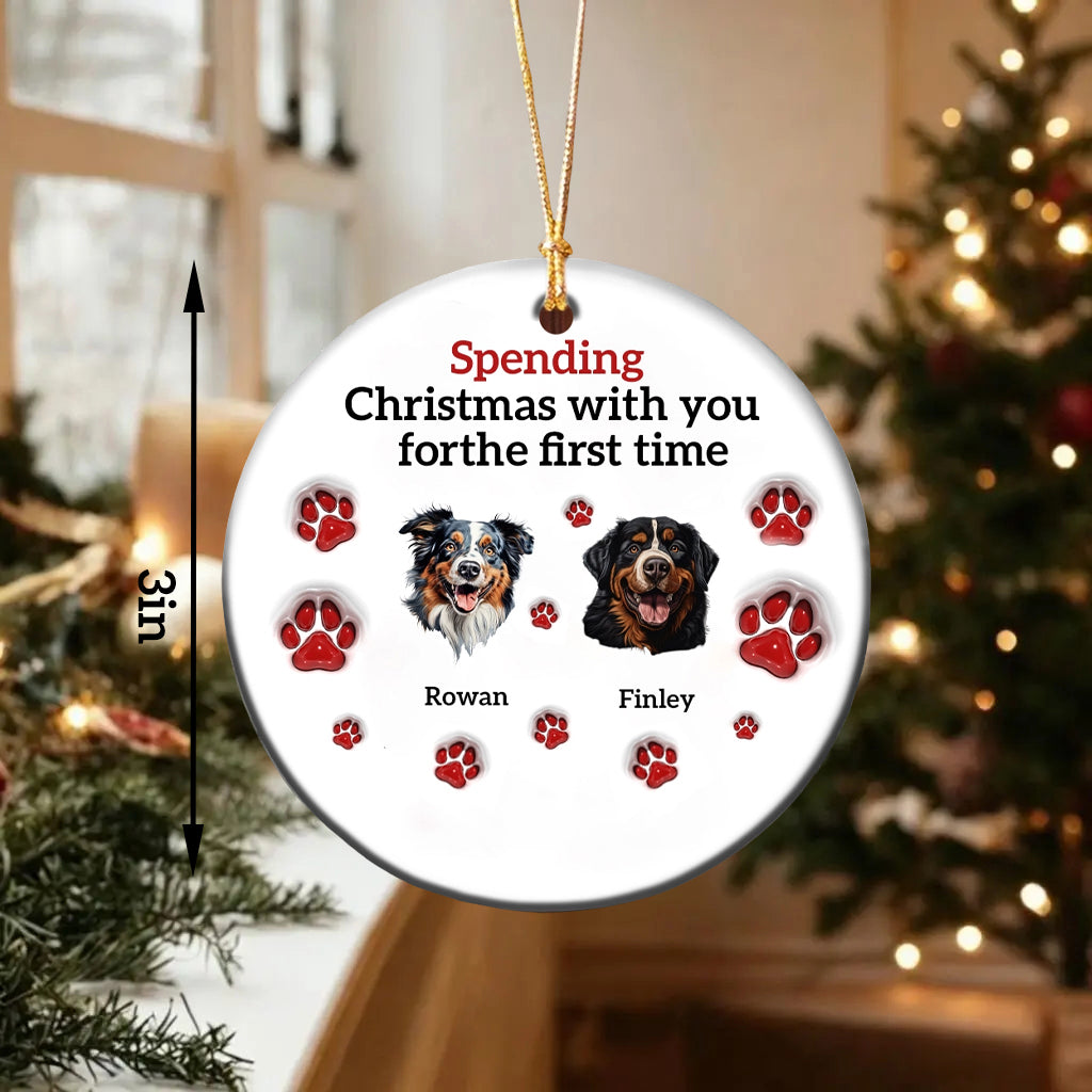 Personalized Pet Christmas Ceramic 3D Effect Ornament With Name