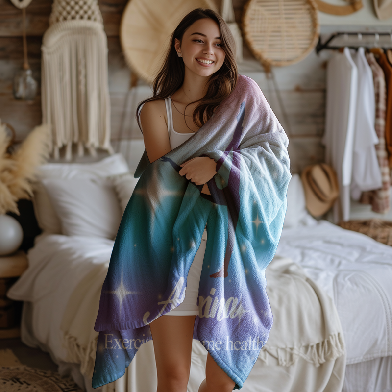 Personalized Dancer Yoga Blanket for Girls Cozy Throw with Custom Name and Beautiful Pattern