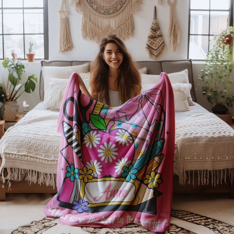 Personalized Name Soft Throw Student Blanket For Back to School