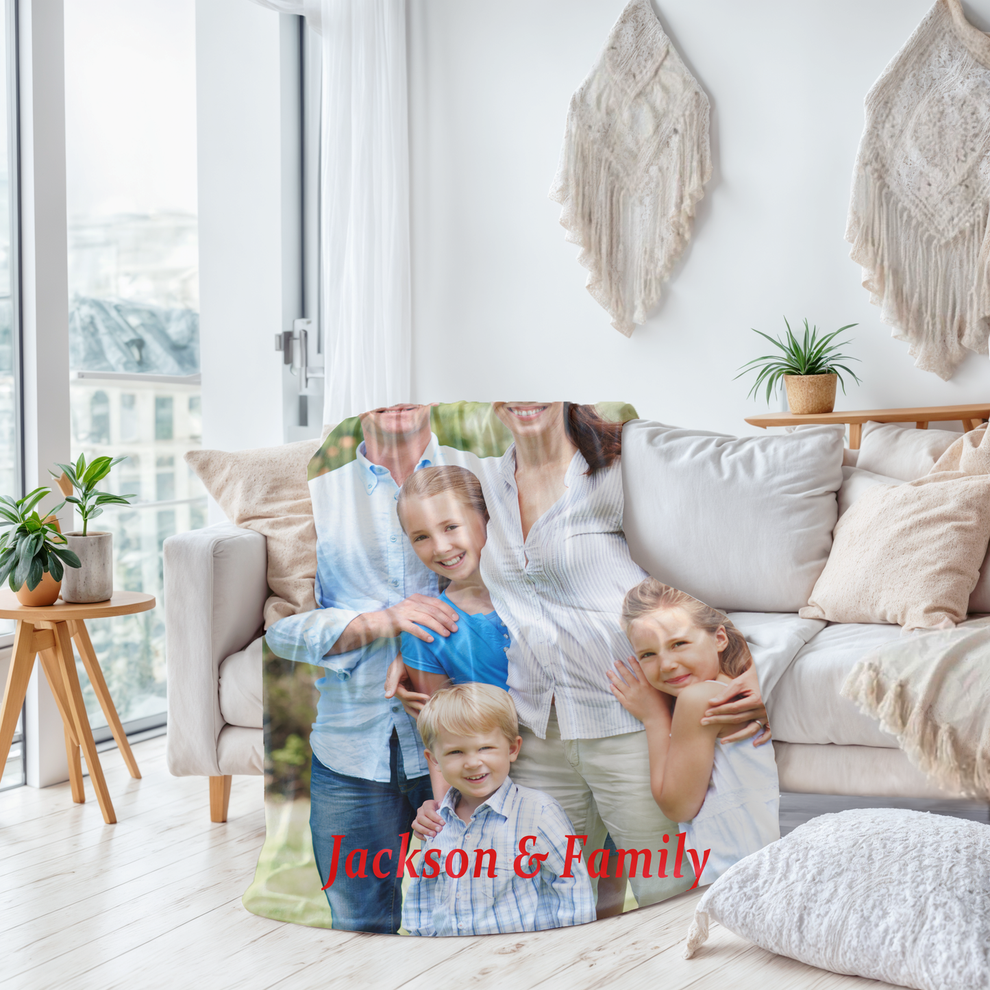 Personalized Soft Photo Throw Blanket with Text Birthday Mother's Day Gift for Family