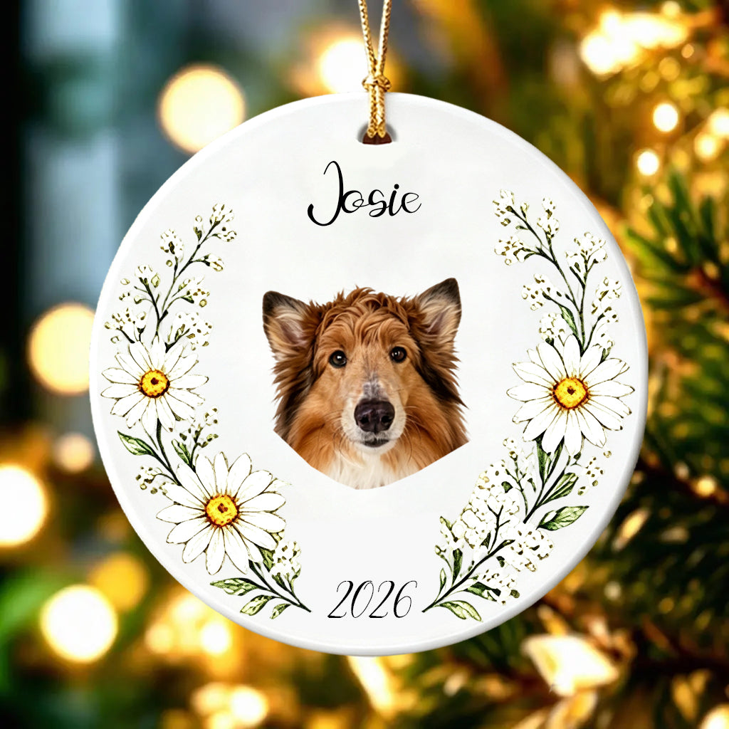 Custom Photo Ceramic Christmas Ornament Gift, Sympathy Gift For Pet Owners, Pet Lovers