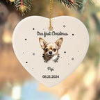 Our First Christmas Together-Personalized Pet Photo Ceramic Ornament for Dog Cat Lovers