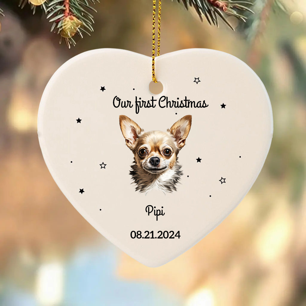 Our First Christmas Together-Personalized Pet Photo Ceramic Ornament for Dog Cat Lovers