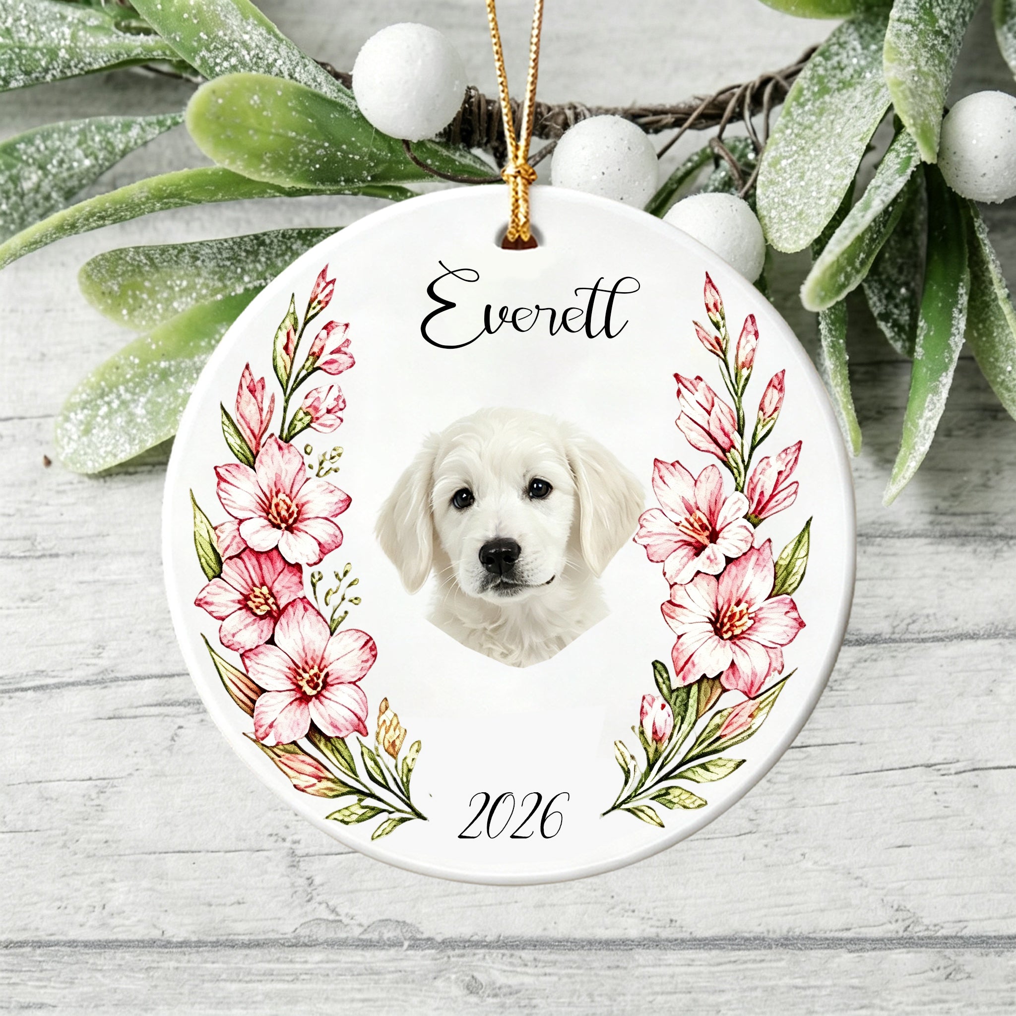 Custom Photo Ceramic Christmas Ornament Gift, Sympathy Gift For Pet Owners, Pet Lovers