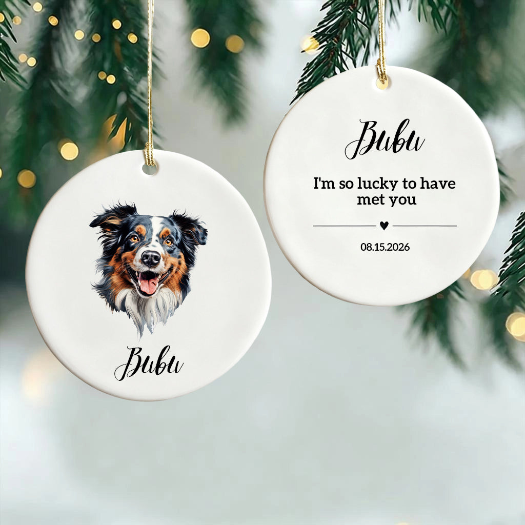 I'm So Lucky To Have Met You-Personalized Ceramic Ornament For Christmas Dog Dad,Mom,Pet Owner