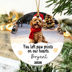 You Left Pawprints In Our Hearts, Dog Cat Memorial Ornament For Christmas Pet Lovers