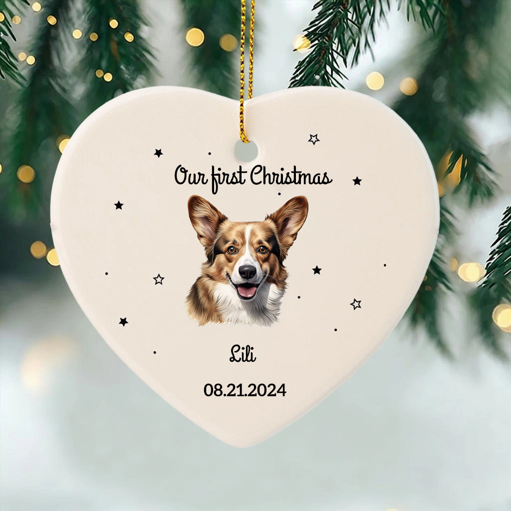 Our First Christmas Together-Personalized Pet Photo Ceramic Ornament for Dog Cat Lovers