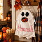 Personalized Halloween Ghost Bag-Trick-or-Treat Canvas Tote Bag for Kids