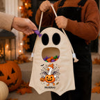 Personalized Duck Ghost Trick or Treat Bag, Custom Name Halloween Candy Tote for Kids