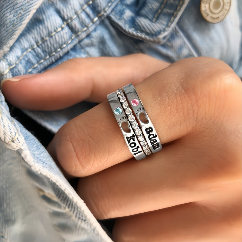 Personalized Zircon Birthstone Ring Jewelry Birthday Mother's Day Gift for Women