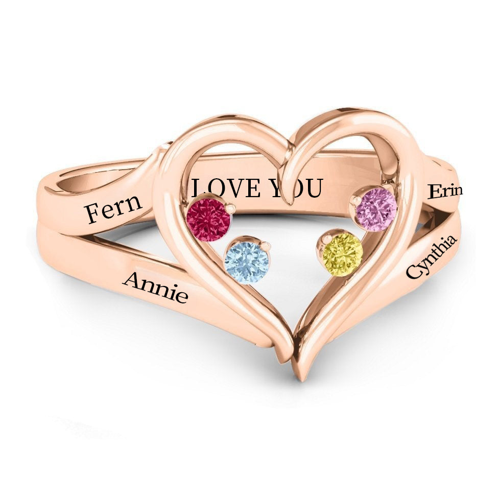 Personalized Customized Family Name Ring Jewelry Gift for Mom