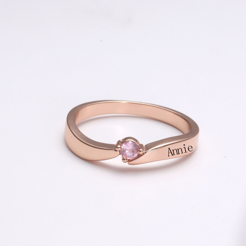 Unique Personalized Jewelry Custom Name Ring with Birthstone