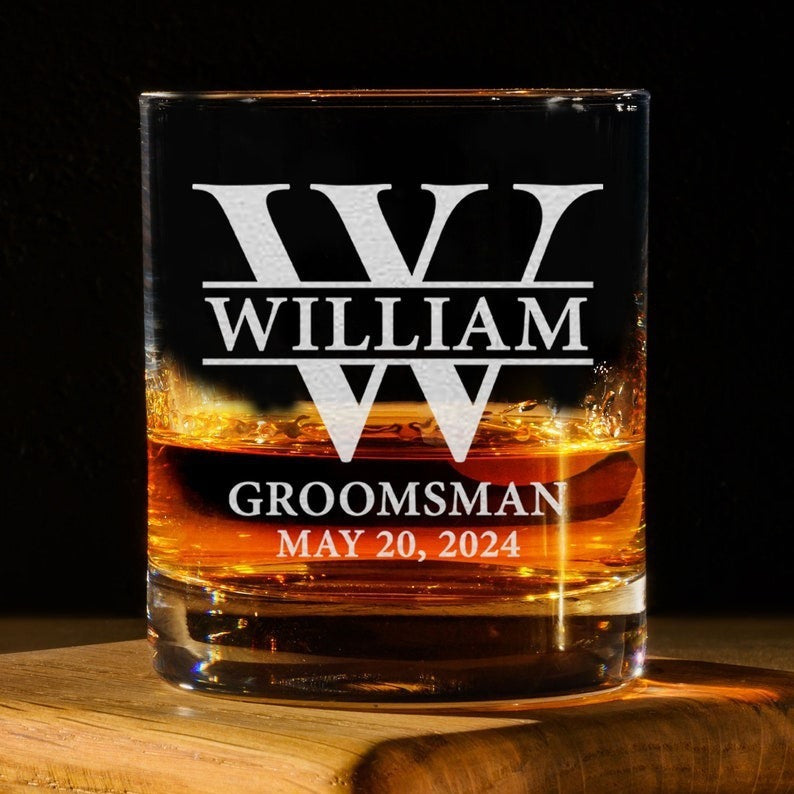 Father's Day Gift-Personalized Engrave Name Whisky Wine Glass Cup Rock Glass