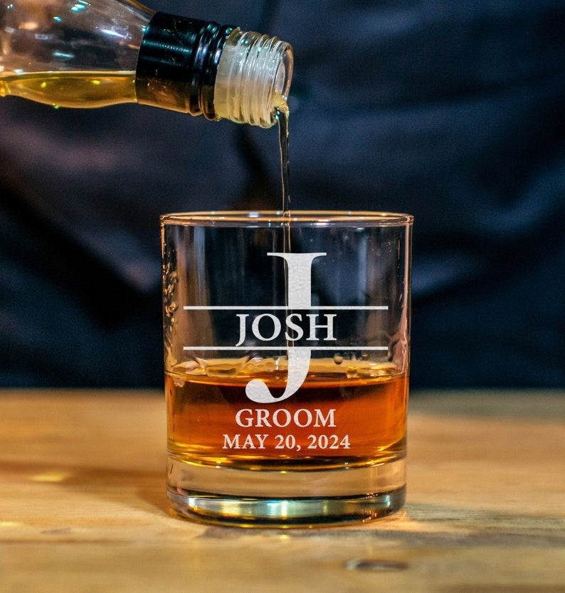Father's Day Gift-Personalized Engrave Name Whisky Wine Glass Cup Rock Glass
