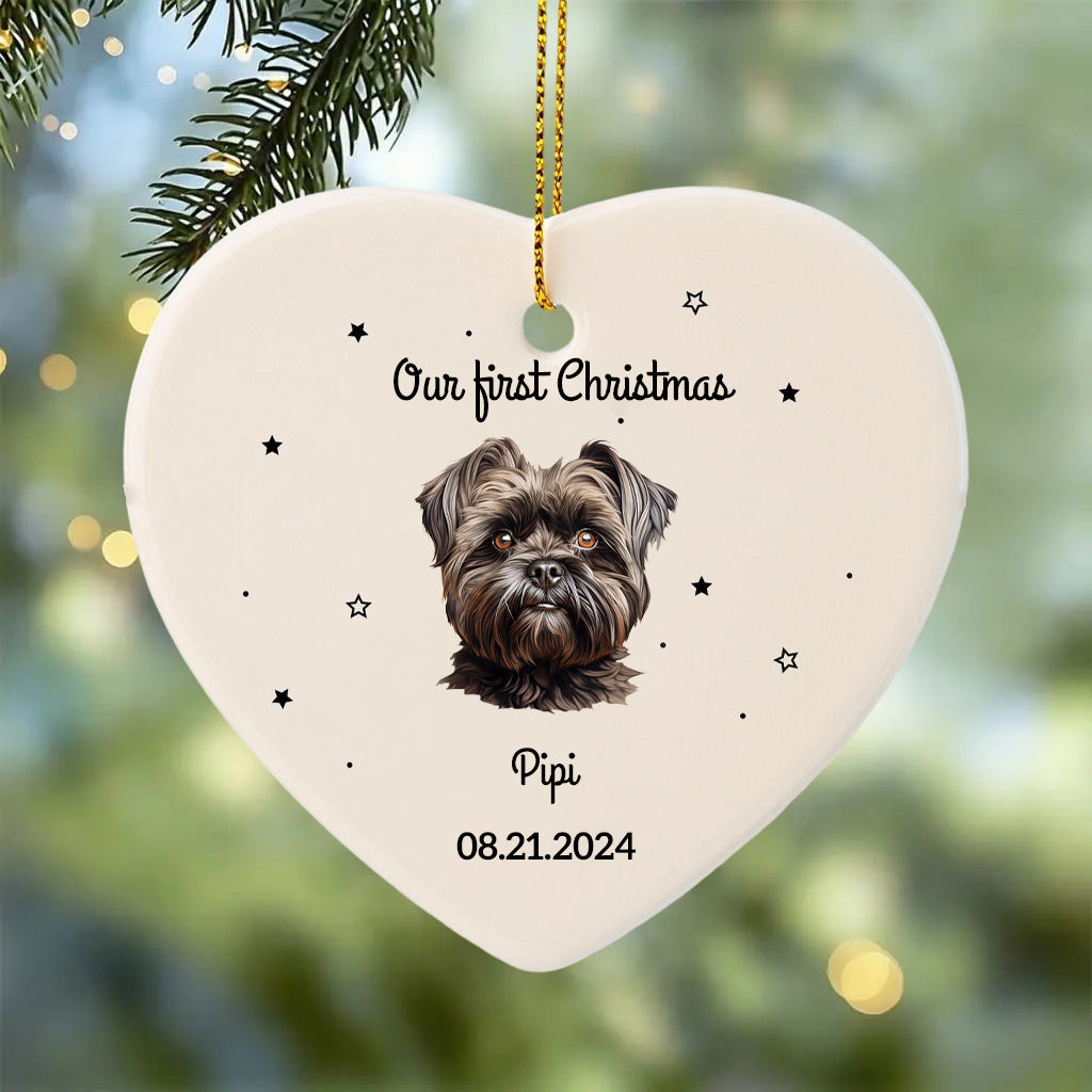 Our First Christmas Together-Personalized Pet Photo Ceramic Ornament for Dog Cat Lovers
