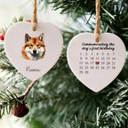 Commemoratingthe Dog's First Birthday-Personalized Dog Photo Heart Ceramic Ornament