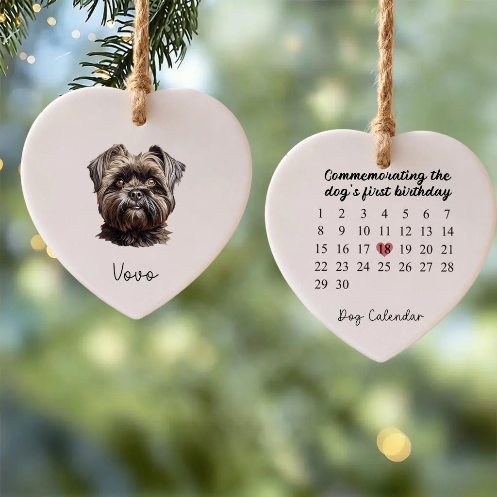 Commemoratingthe Dog's First Birthday-Personalized Dog Photo Heart Ceramic Ornament