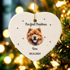 Our First Christmas Together-Personalized Pet Photo Ceramic Ornament for Dog Cat Lovers